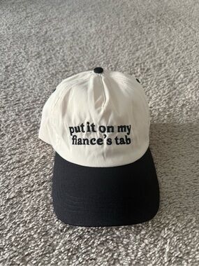 White and Black Embroidered Statement Baseball Cap